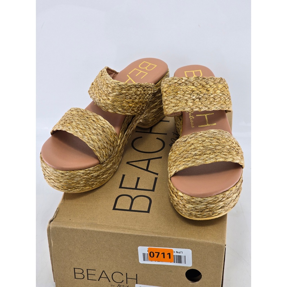 Beach by Matisse Ocean Ave Sandals Womens 9 Cognac Raffia Platform Heels - NEW